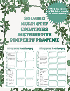 Preview of Solving Multi-Step Equations with the Distributive Property