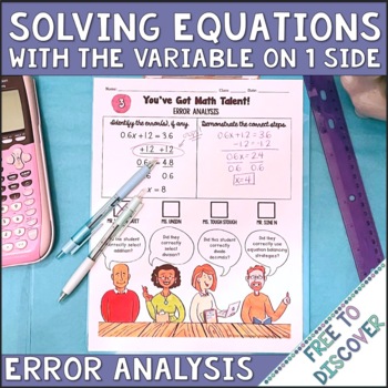 Preview of Solving Multi-Step Equations with the Variable on One Side Error Analysis