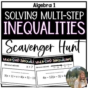 Preview of Solving Multi Step Inequalities - Algebra 1 Scavenger Hunt Activity