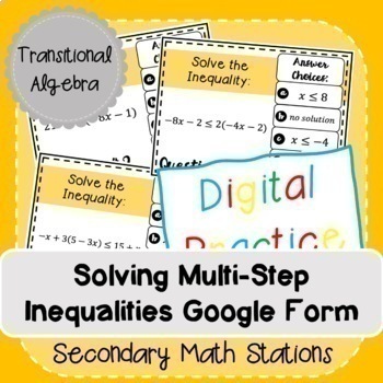 Preview of Solving Multi-Step Inequalities Google Form (Digital)