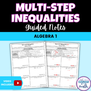 Preview of Solving Multi Step Inequalities Guided Notes Lesson Algebra 1