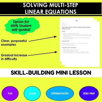 Preview of Solving Multi-Step Linear Equations Mini-Lesson