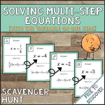 Solving MultiStep Equations Variable on One Side Scavenger Hunt