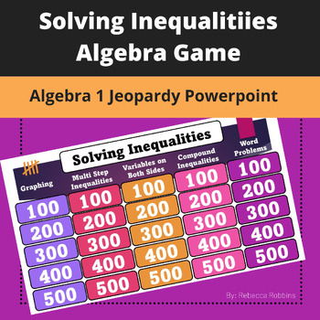 Preview of Solving Multi Step and Compound Inequalities Game Algebra 1 Jeopardy PowerPoint