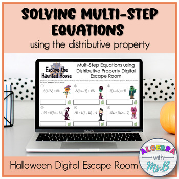Preview of Solving Multi-Step equations with Distributive Property Halloween Activity