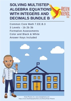 Preview of Solving Multistep Algebra Equations with Integers and Decimals 7.EE.B.3 Bundle B