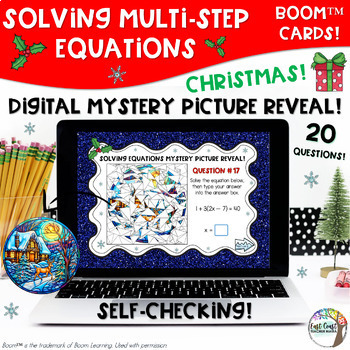 Preview of Solving Multistep Equations Christmas Boom™ Cards