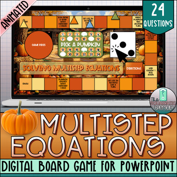 Preview of Solving Multistep Equations Fall Pumpkin Patch Board Game Activity - PowerPoint