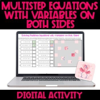 Preview of Solving Multistep Equations with Variables on Both Sides digital activity