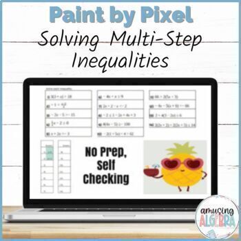 Preview of Solving Multistep Linear Inequalities DIGITAL Pixel Art