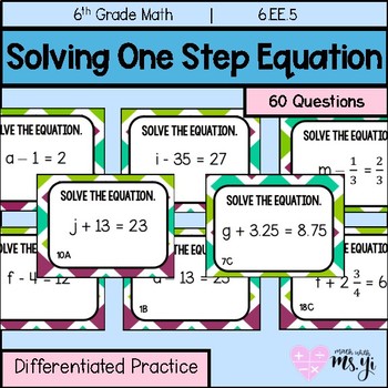 Preview of Solving One Step (+/-)  Equation (60 Differentiated Task Cards)