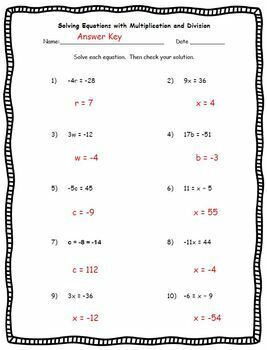 Solving One Step Equations (by multiplying/dividing) – Minimally