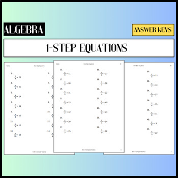 Preview of Solving One-Step Algebra Equations [900 Math Problems Problems | 136 Worksheets]