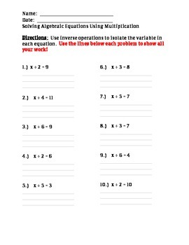 Solving One-Step Algebraic Equations by The Adaptive Teacher | TpT