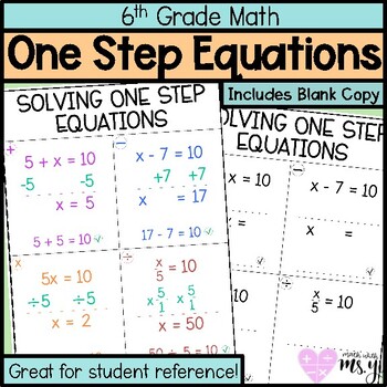 Preview of Solving One Step Equation Anchor Chart