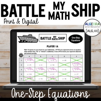 Preview of Solving One-Step Equations Activity | Practice Worksheets | Battleship Game