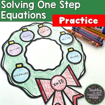Preview of Solving One Step Equations Activity Middle School Math Christmas Activity
