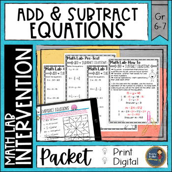 Preview of Solving One Step Equations Add and Subtract Math Activities Lab - Intervention