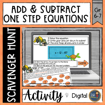 Preview of Solving One Step Equations - Addition and Subtraction - Digital Scavenger Hunt