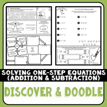 Preview of Solving One-Step Equations (Addition & Subtraction) Discover & Doodle