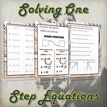Preview of Solving One Step Equations- Addition and Subtraction (Guided Notes and Practice)