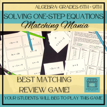 Preview of Solving One Step Equations: Algebra Matching Game