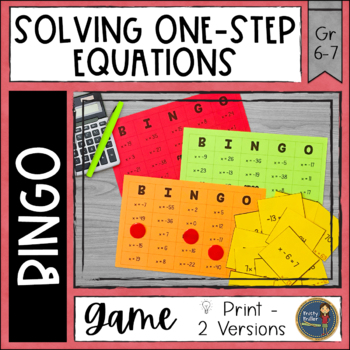 Preview of Solving One Step Equations BINGO Math Game - 6th Grade Math Review Activity