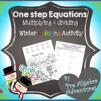 Preview of Solving One-Step Equations -Christmas Math Coloring Activity -No Prep Worksheet