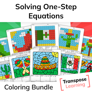 Preview of Solving One-Step Equations | Cinco de Mayo Math Coloring Bundle