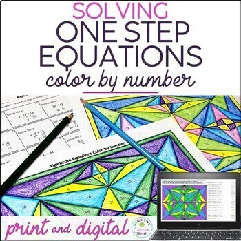 Preview of Solving One Step Equations Color by Number 6th Grade Math Worksheets