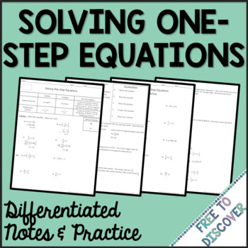 Preview of Solving 1 Step Equations Notes and Practice