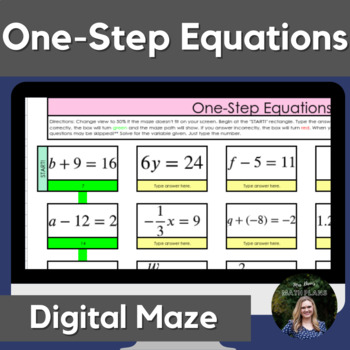 Preview of Solving One-Step Equations Digital Maze (Google Sheet)
