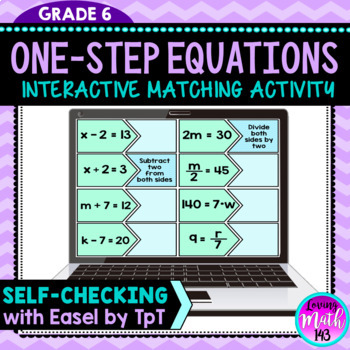 Preview of Solving One Step Equations Digtial Self-Checking Matching Activity 