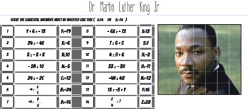 Preview of Solving One Step Equations (Dr. Martin Luther King Jr.) Cube Art – Google Sheets