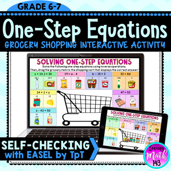 Preview of Solving One-Step Equations: Grocery Shopping Math Activity (Self-Checking)