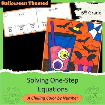 Preview of Solving One Step Equations - Halloween Color by Number