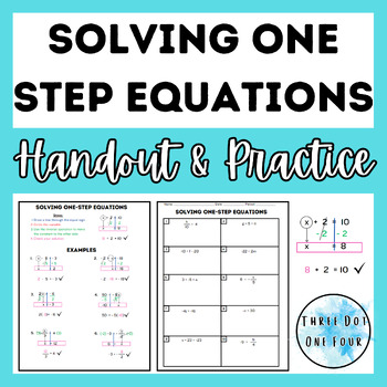 Preview of Solving One Step Equations Handout or Notes and Worksheet