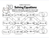 Solving One Step Equations Math Maze - Addition and Subtra