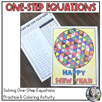 Preview of Solving One-Step Equations Math Review and Coloring for the New Year