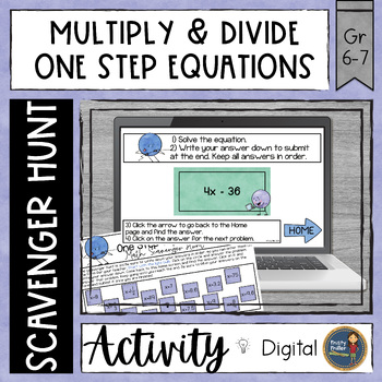 Preview of Solving One Step Equations with Multiplying & Dividing - Digital Scavenger Hunt
