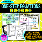 Solving One-Step Equations Notes, Poster, Matching, and Coloring BUNLDE!