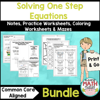 Preview of Solving One Step Equations Notes and Activities Bundle