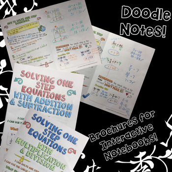 Preview of Solving One Step Equations (Separate) - Decorated Notes Brochure for INBs