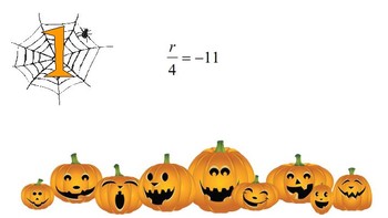 Preview of Solving One-Step Equations Set C (Integers) Halloween Themed