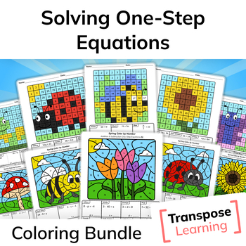 Preview of Solving One-Step Equations | Spring Math Coloring Bundle