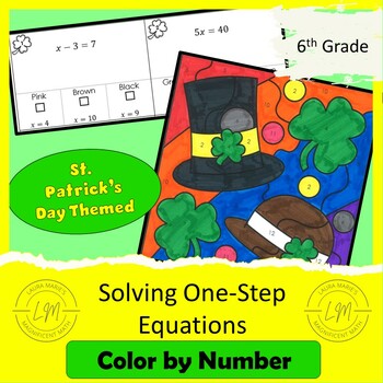 Preview of Solving One Step Equations - St. Patrick's Day Color by Number