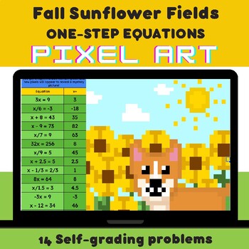 Preview of Solving One-Step Equations | Sunflower Fall Mystery Pixel Art