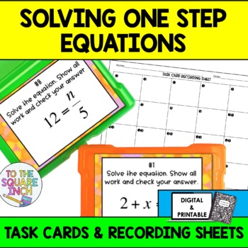 Preview of Solving One Step Equations Task Cards | 1 Step Equations Practice Activity