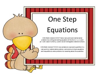 Preview of Solving One Step Equations Thanksgiving Riddle