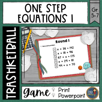 Preview of Solving One Step Equations Trashketball Math Game
